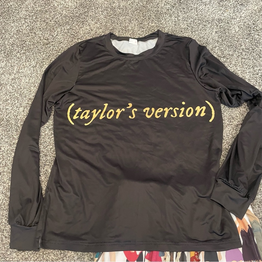 Taylor’s Version PJ Set Black Long Sleeve Graphic Top & Printed Pants Women’s M - Picture 4 of 9